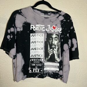 Chemistry Tupac Poetic Justice Black and Grey Tie Dye Cropped Tee